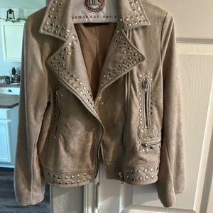 Faux suede waist jacket with silver beading size medium